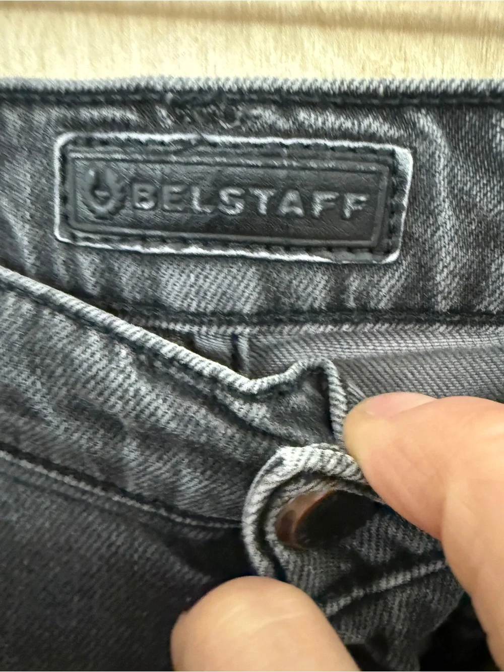 Belstaff Moto-Style Distressed Straight Leg Jeans – Gray (Size 30/33)